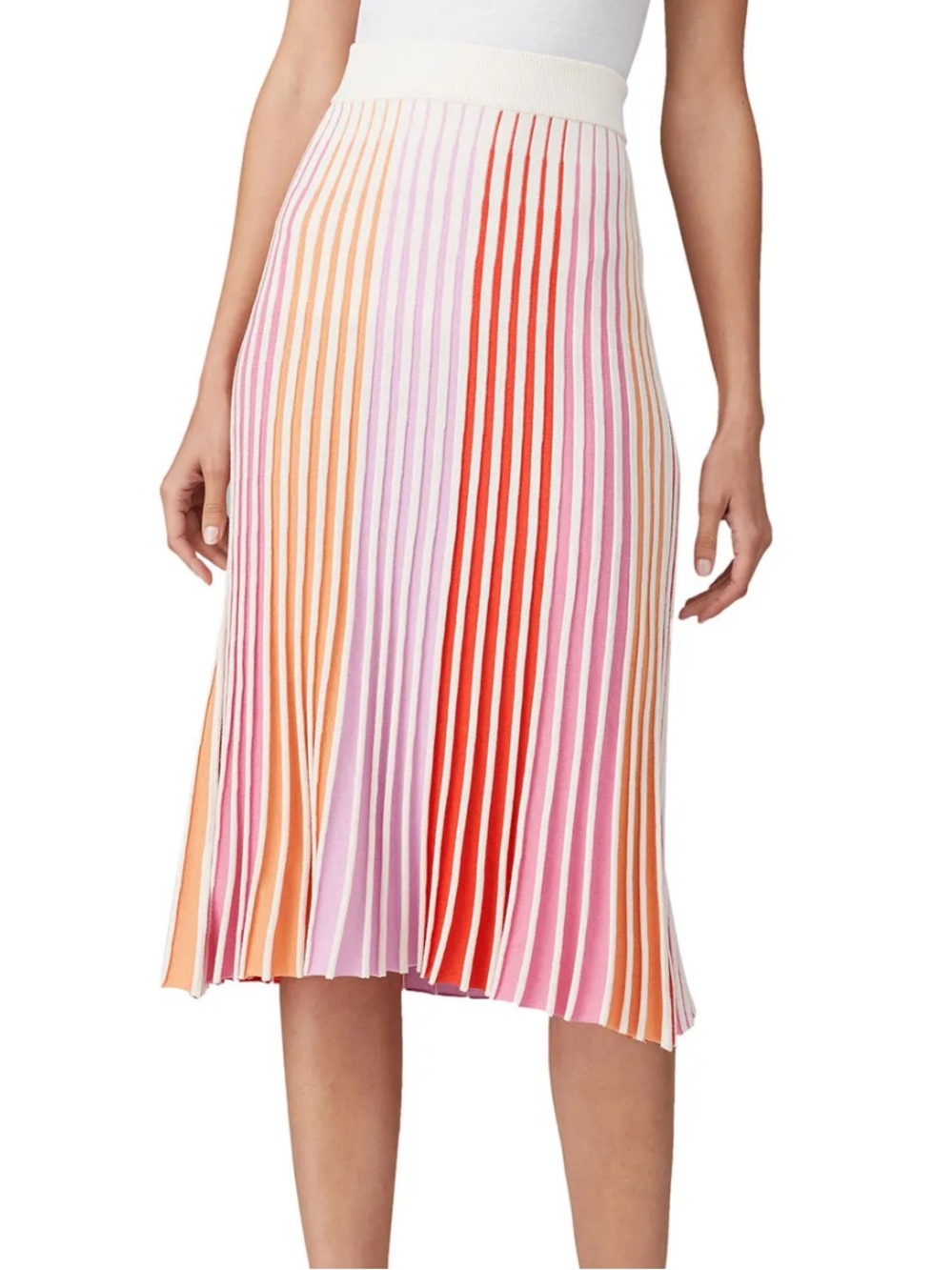 525 Multi-Stripe Midi Skirt - Pink, Orange, Red